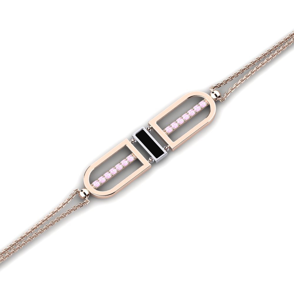 9ct Rose & White Gold Pink Sapphire Women's Bracelet Celina