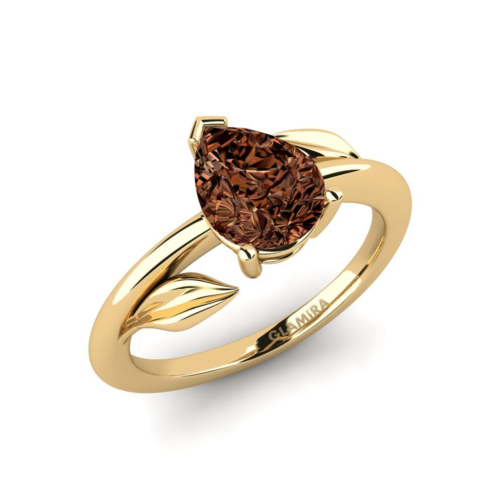 Diamante café Anillo de compromiso Cemynds - Pear