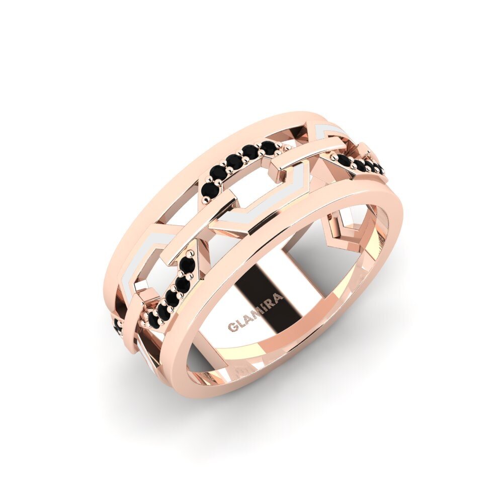 14k Oro Rosa Ónix Negro Anillo Cendre