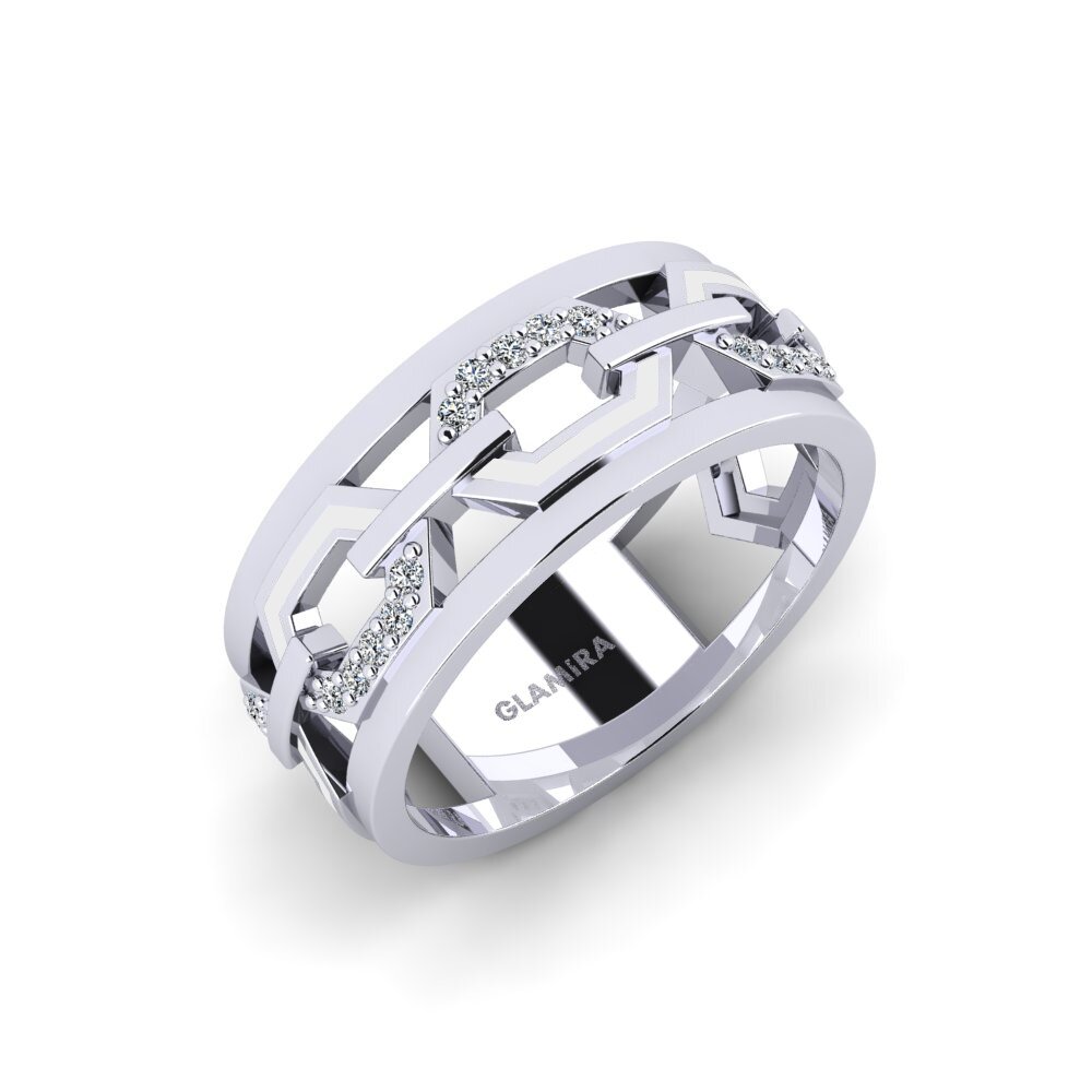 14k Oro Blanco Circonita Anillo Cendre