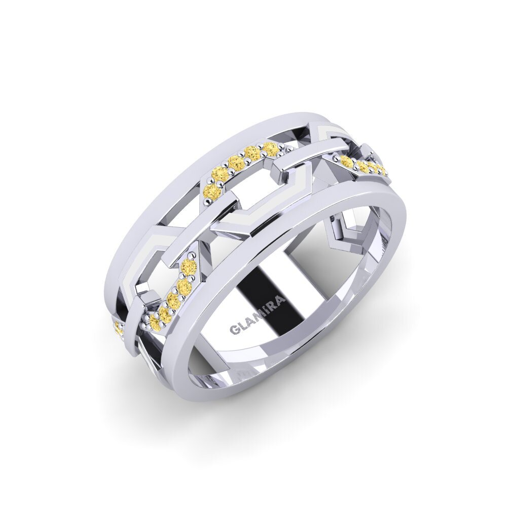Plata 925 Diamante Amarillo Anillo Cendre
