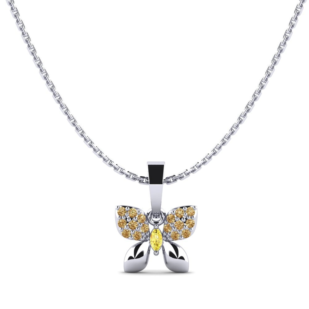 950 Platinum Yellow Sapphire Women's Pendant Centaine