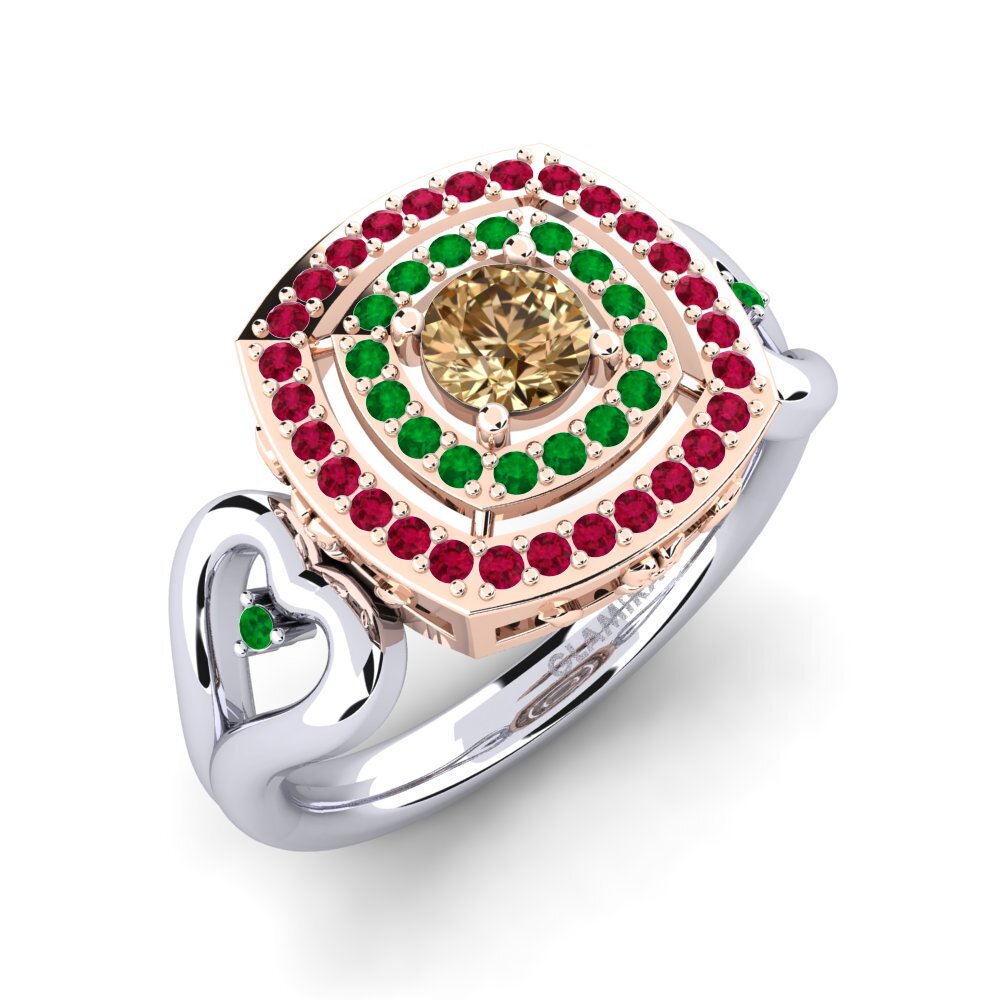 18K White & Rose Gold Brown Diamond Engagement Ring Ceria
