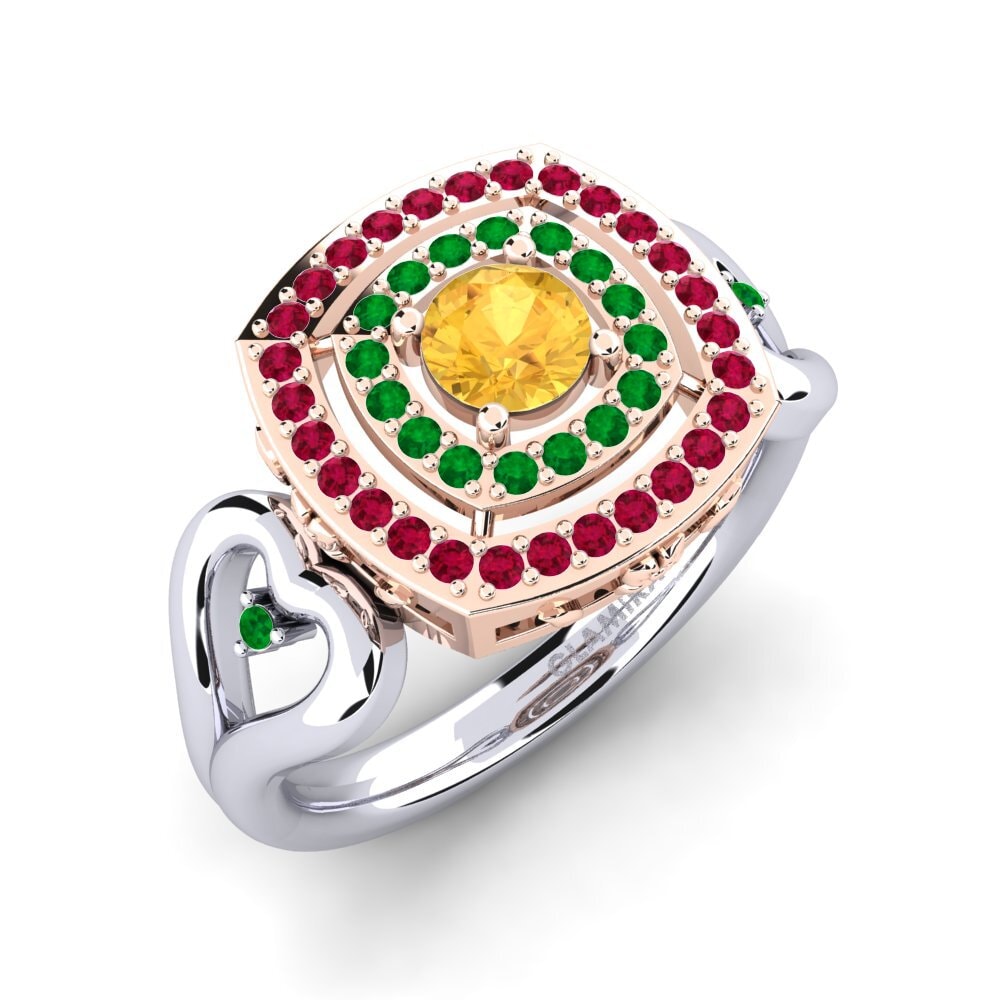 14K Wit & Rood Goud Citrien Verlovingsring Ceria