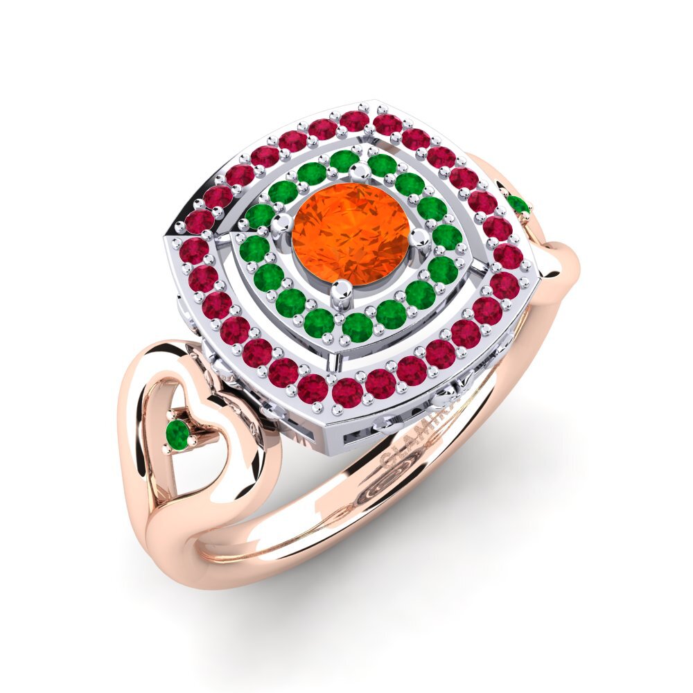 18K Rose & White Gold Fire-Opal Engagement Ring Ceria