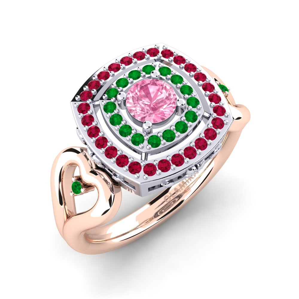 14K Rood & Wit Goud Roze Saffier Verlovingsring Ceria
