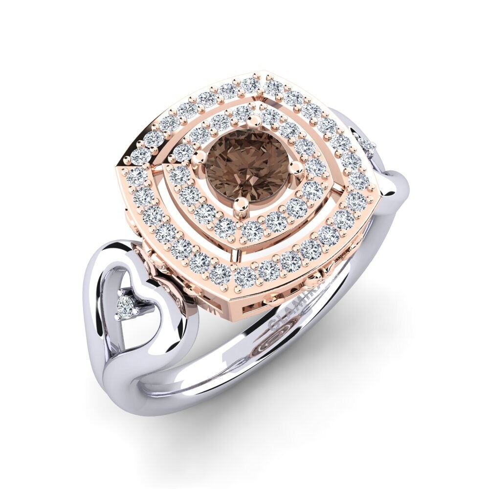 9ct White & Rose Gold Smoky Quartz Engagement Ring Ceria