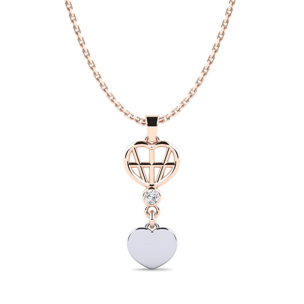 9k Oro Rosa & Blanco Diamante Colgante de Mujer Cerveaunrt