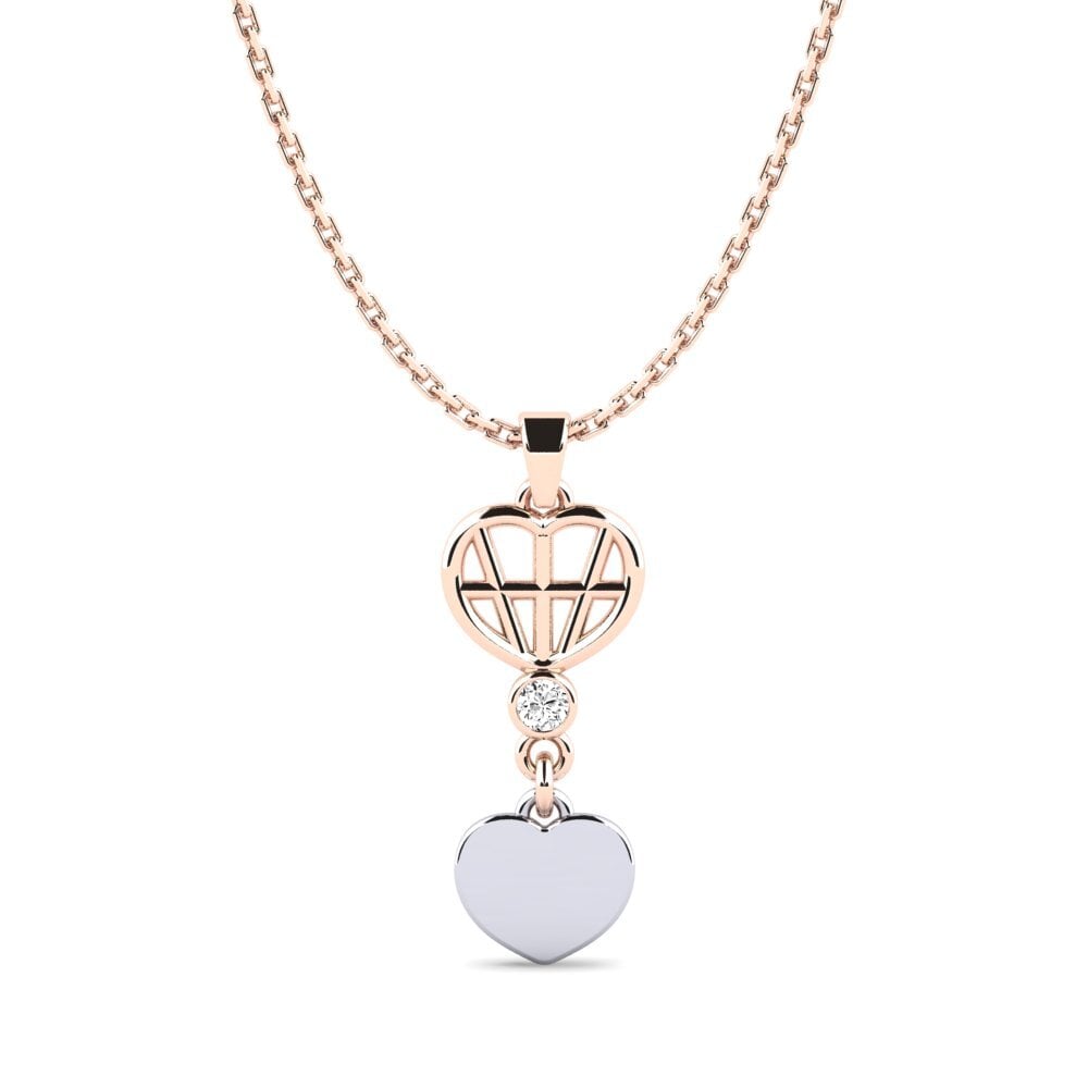 18k Oro Rosa & Blanco Moissanita Colgante de Mujer Cerveaunrt