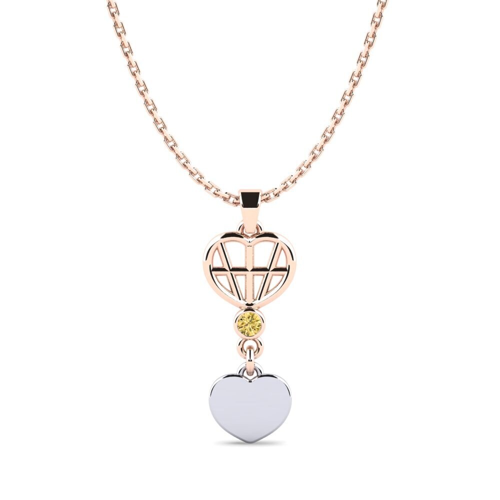 9k Oro Rosa & Blanco Diamante Amarillo Colgante de Mujer Cerveaunrt