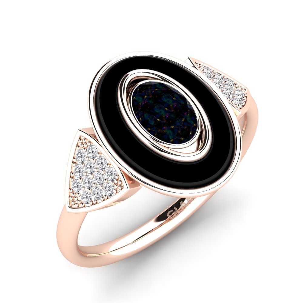 14k Rose Gold Black Opal Ring Cessna