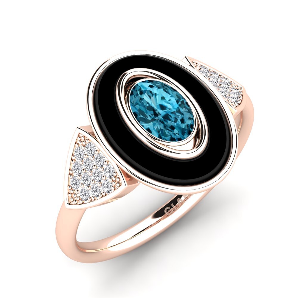 9ct Rose Gold Blue Zircon Ring Cessna