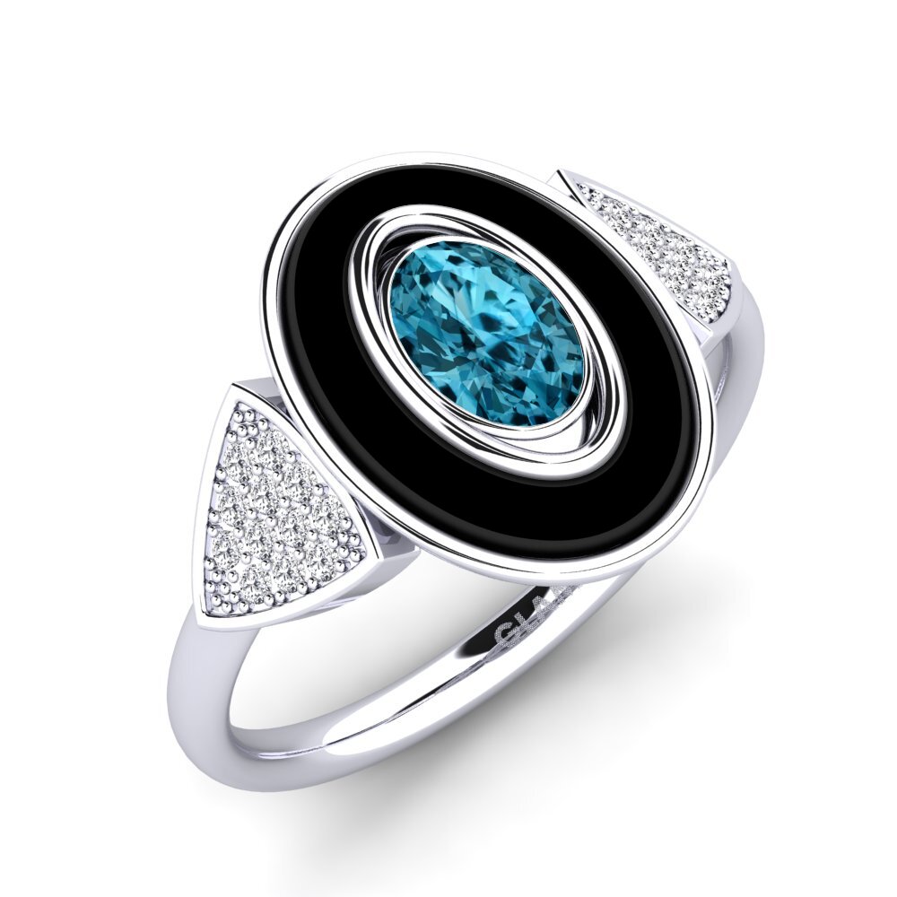 White Silver Blue Zircon Ring Cessna