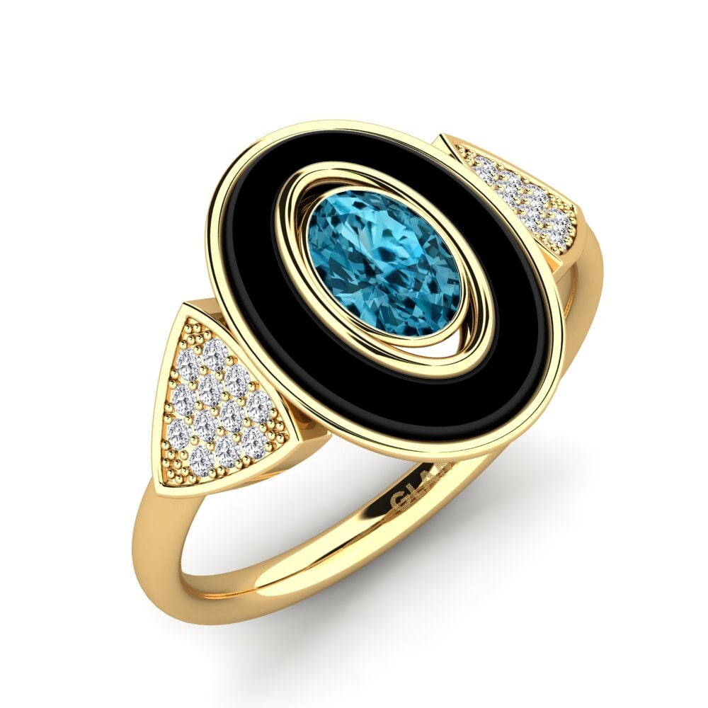 14ct Yellow Gold Blue Zircon Ring Cessna