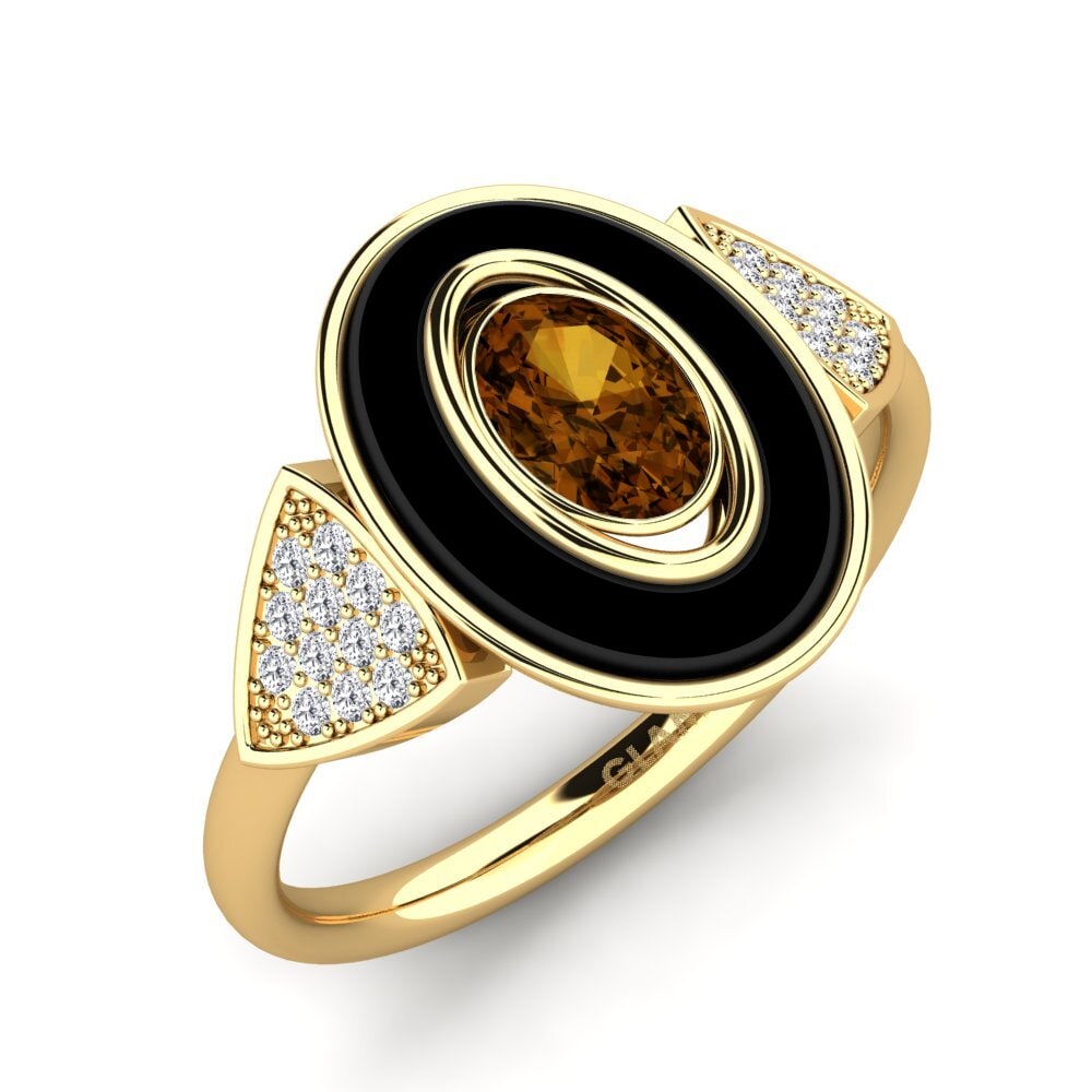 14ct Yellow Gold Brown Zircon Ring Cessna