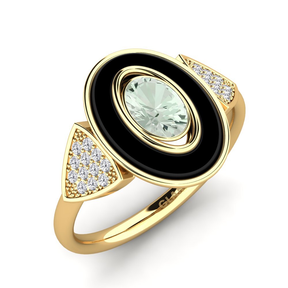14ct Yellow Gold Green Amethyst Ring Cessna