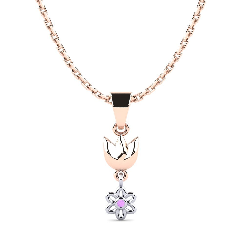 9k Oro Rosa & Blanco Amatista Colgante de Mujer Cetsay