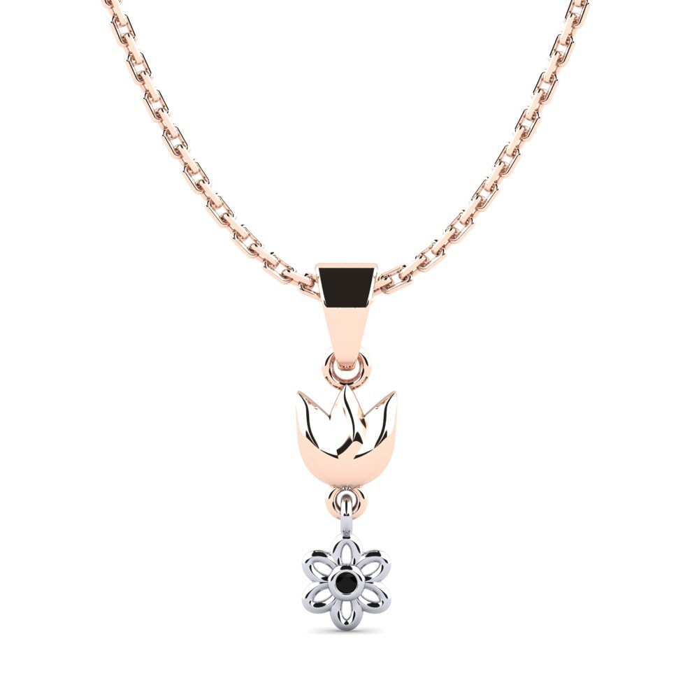 9k Oro Rosa & Blanco Ónix Negro Colgante de Mujer Cetsay