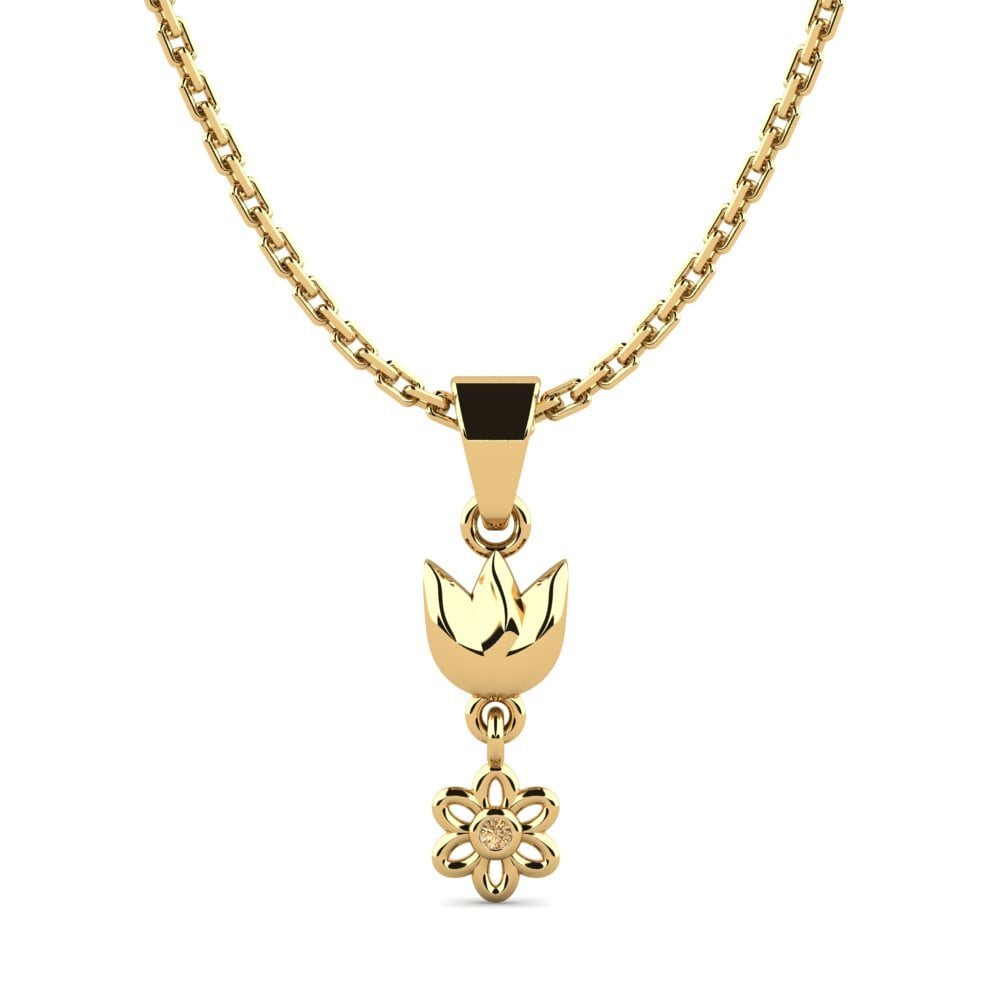 14k Oro Amarillo Diamante café Colgante de Mujer Cetsay