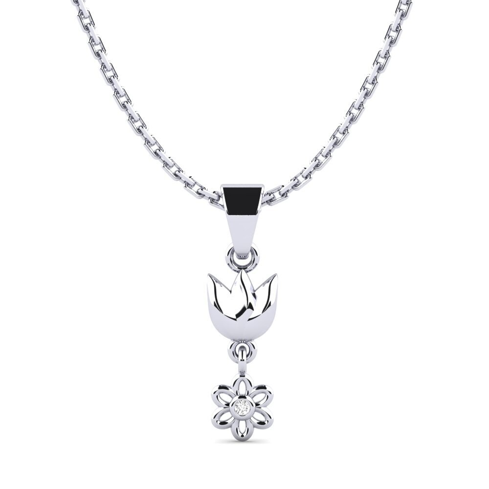 Plata 925 Zafiro blanco Colgante de Mujer Cetsay