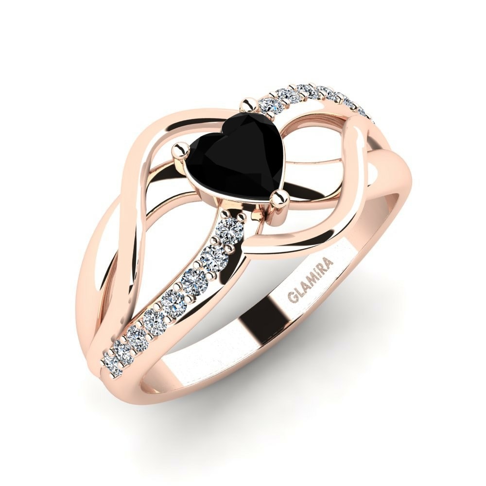 Moderno Anillos Cgani Oro Rosa 585 Diamante Negro