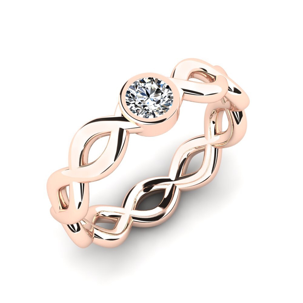 Order Carat Round cut 9K Rose Gold Zirconia Engagement Ring