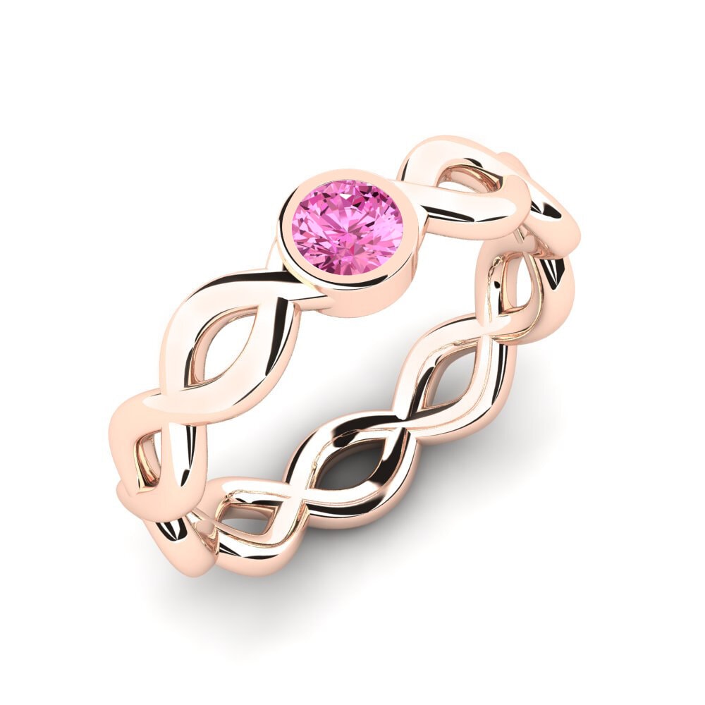 Rotgold 750 Rosa Topas Damenring Chaco