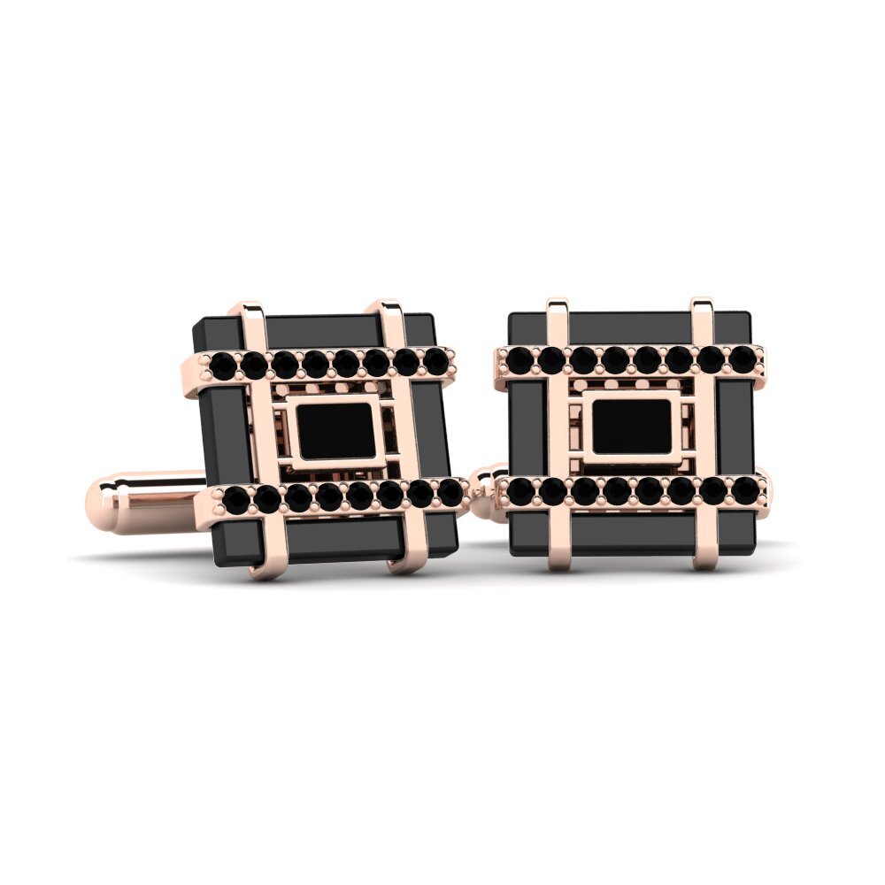 14ct Rose Gold Black Sapphire Cufflink Chaires