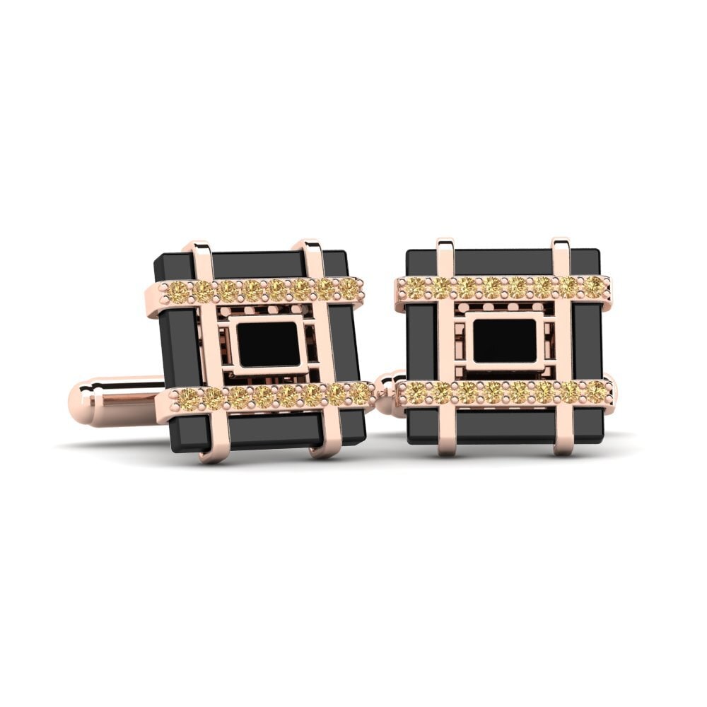 14ct Rose Gold Brown Diamond Cufflink Chaires