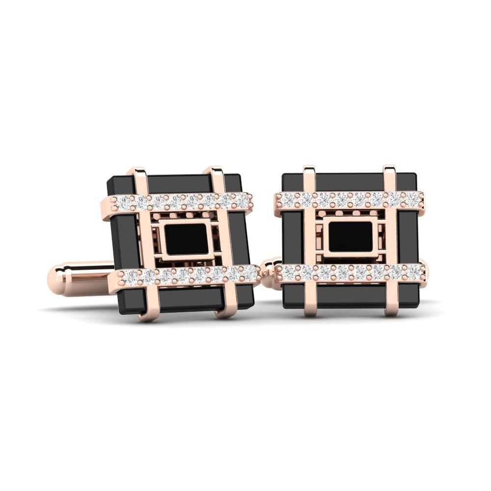 14ct Rose Gold White sapphire Cufflink Chaires