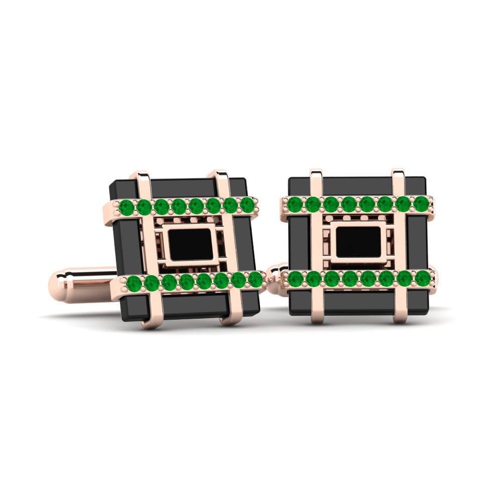 14ct Rose Gold Emerald Cufflink Chaires