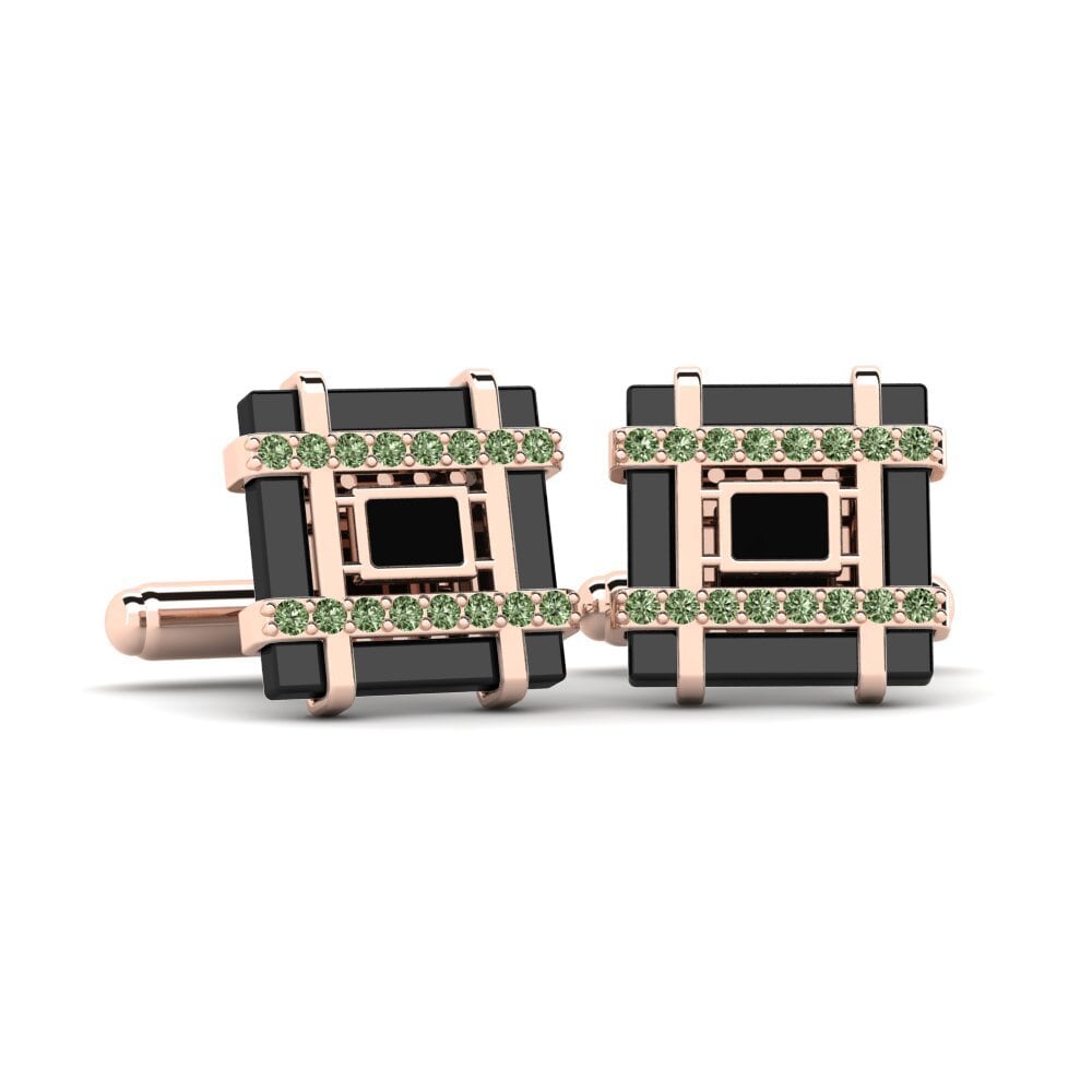 14ct Rose Gold Green Diamond Cufflink Chaires