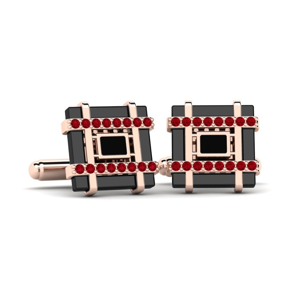 14k Oro Rosa Circonita Roja Gemelo Chaires