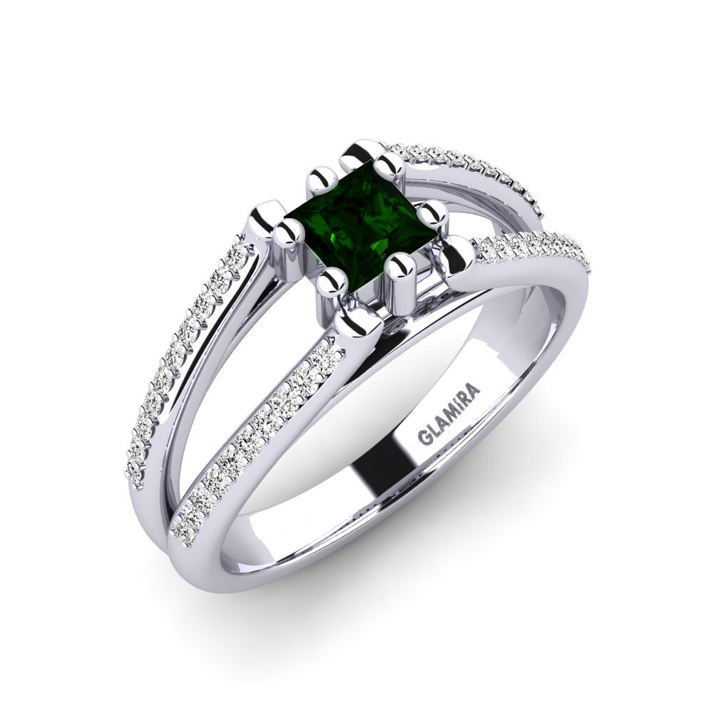 Turmalina verde Anillo de compromiso Chakra