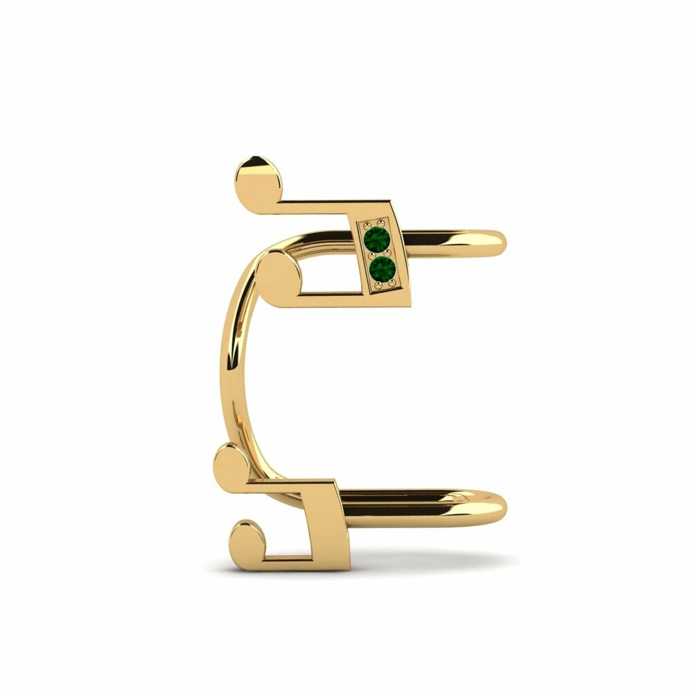 Brazalete de oreja Ear Cuffs Pendientes Chambers Oro Amarillo 375 Swarovski Verde