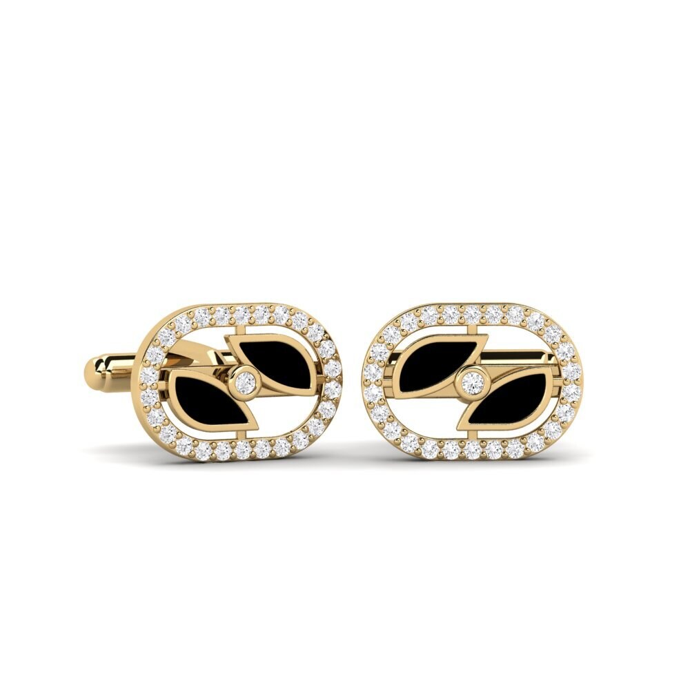 14ct Yellow Gold White sapphire Cufflink Champetre