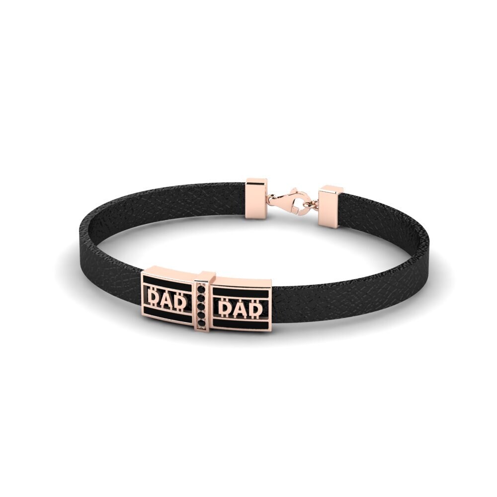 9ct Rose Gold Black Diamond Men's Bracelet Chancre