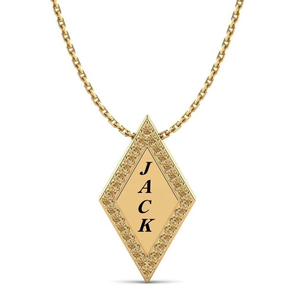 14k Oro Amarillo Diamante Marrón Colgante de Mujer Chanel