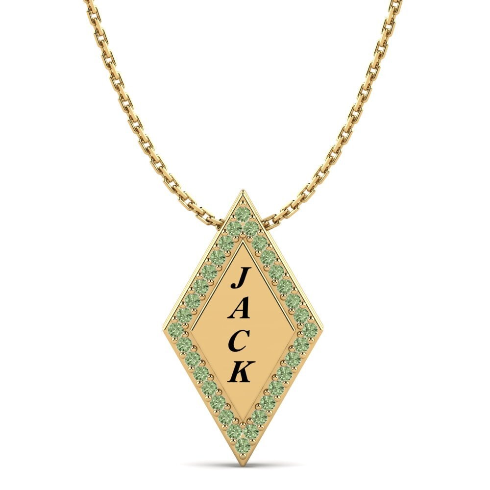 14k Oro Amarillo Diamante Verde Colgante de Mujer Chanel