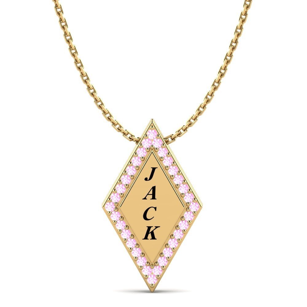 14k Oro Amarillo Zafiro Rosado Colgante de Mujer Chanel