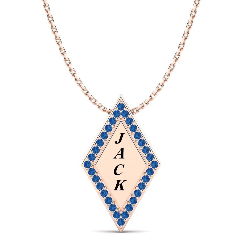 Rotgold 585 Dunkelblauer Zirkonia Damen anhänger Chanel
