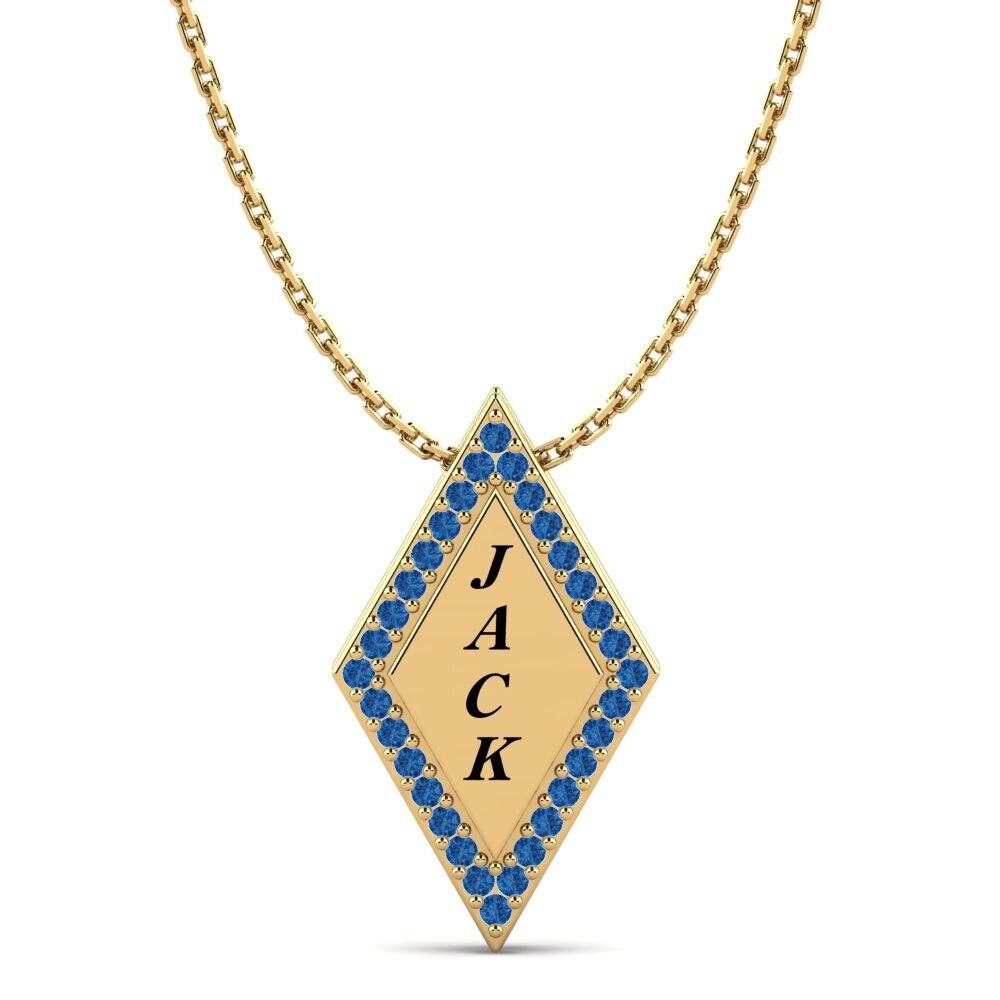 Gelbgold 585 Dunkelblauer Zirkonia Damen anhänger Chanel