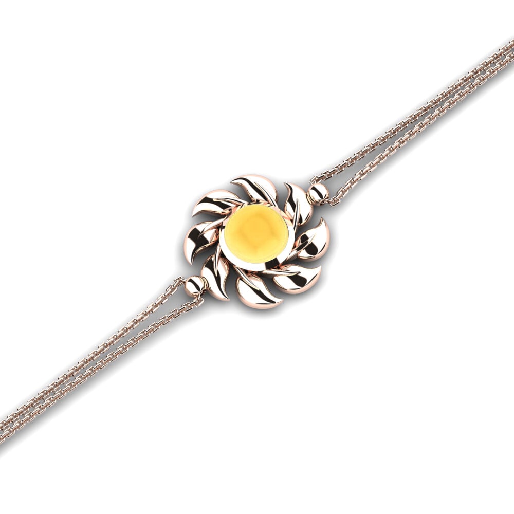 9k Oro Rosa Citrino Cabujón Pulsera de Mujer Chantal