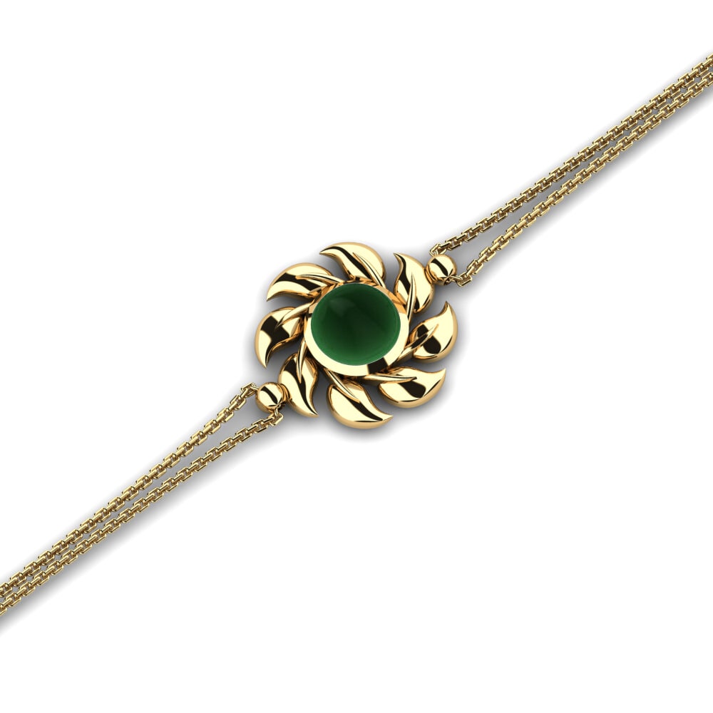 14k Oro Amarillo Esmeralda Cabujón Pulsera de Mujer Chantal