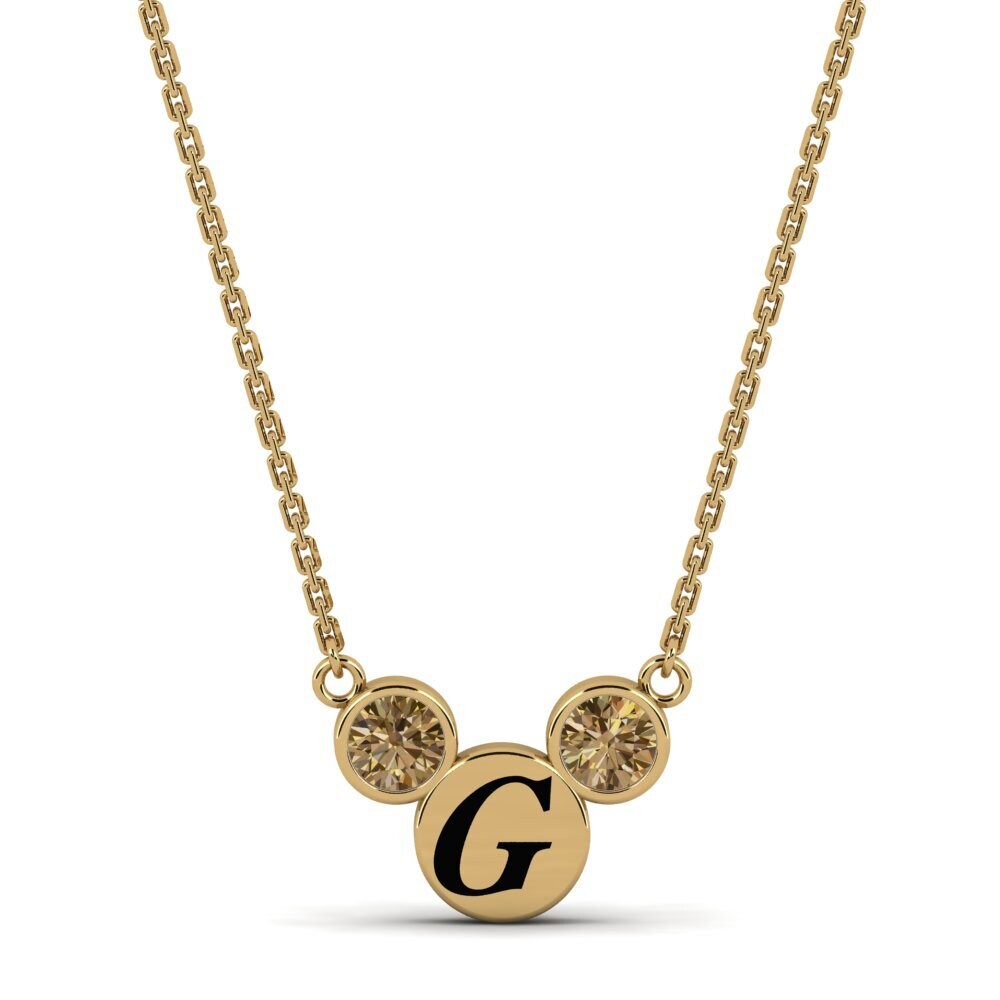 14k Oro Amarillo Diamante Marrón Collar de Mujer Chantay