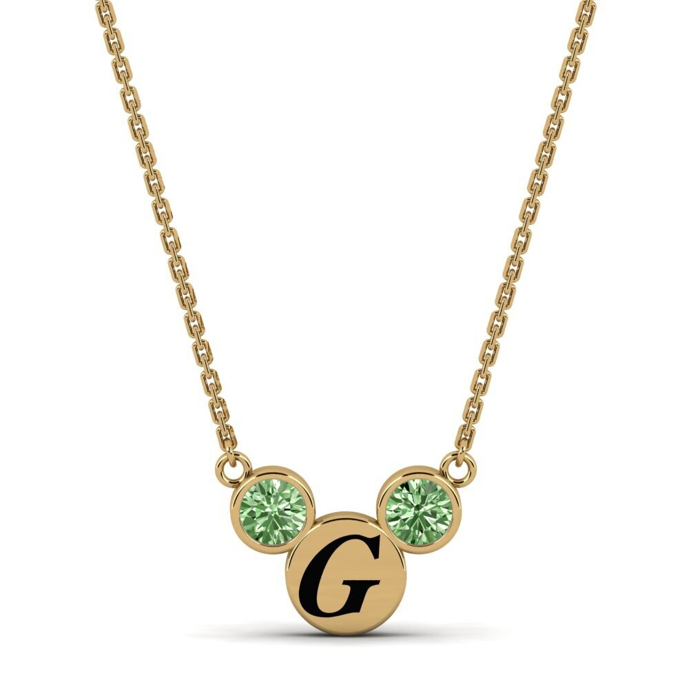 14k Oro Amarillo Diamante Verde Collar de Mujer Chantay