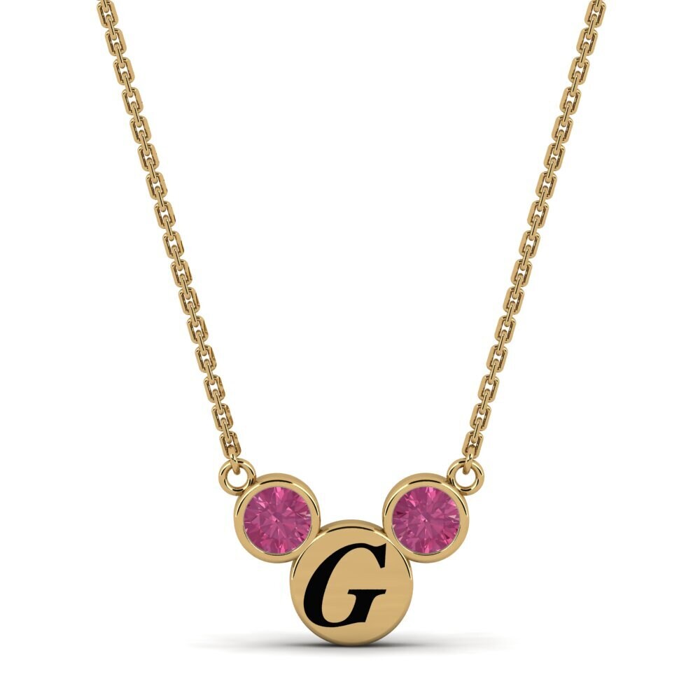 Gelbgold 585 Rosa Turmalin Damen halskette Chantay