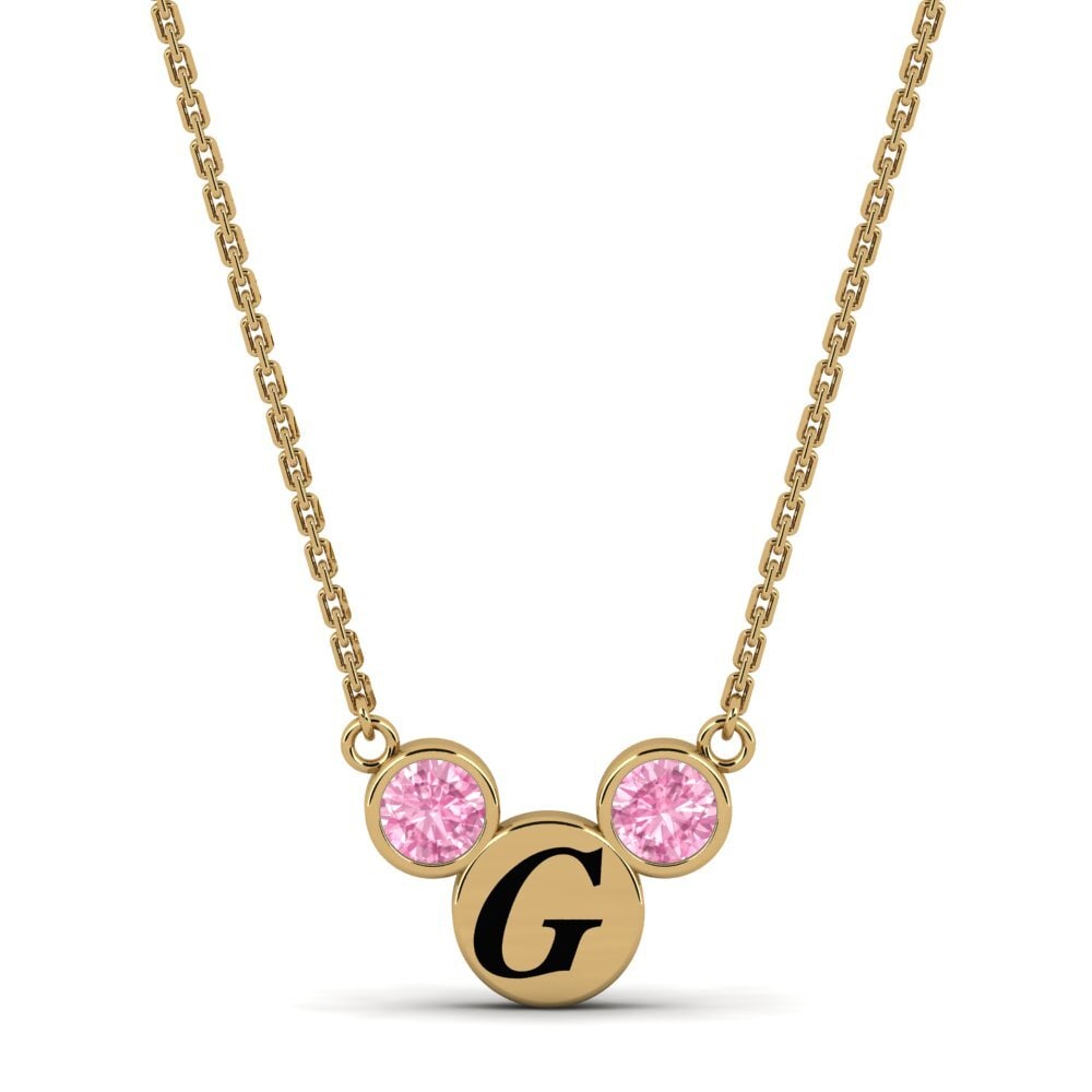 14k Oro Amarillo Zafiro Rosado Collar de Mujer Chantay