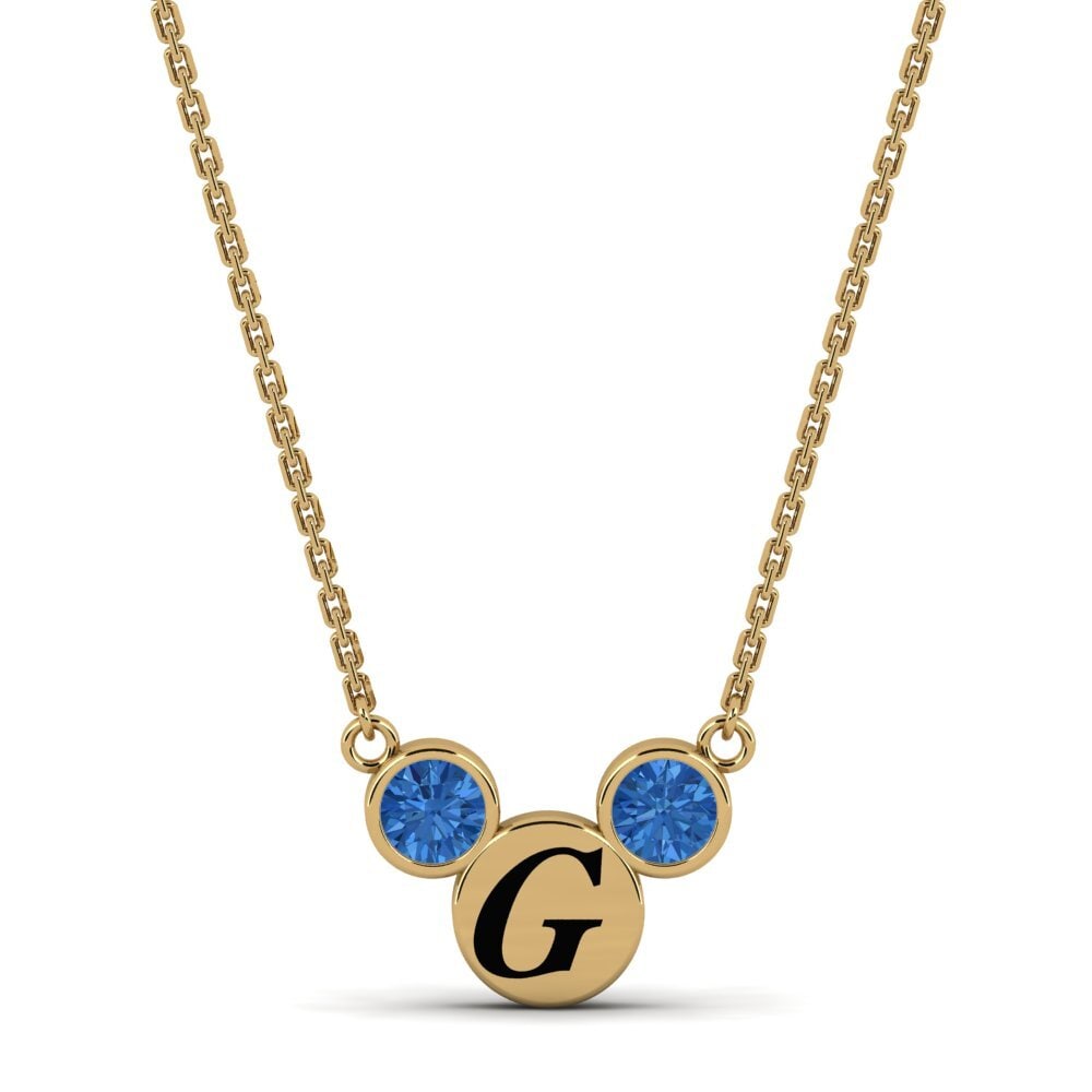 Gelbgold 585 Dunkelblauer Zirkonia Damen halskette Chantay