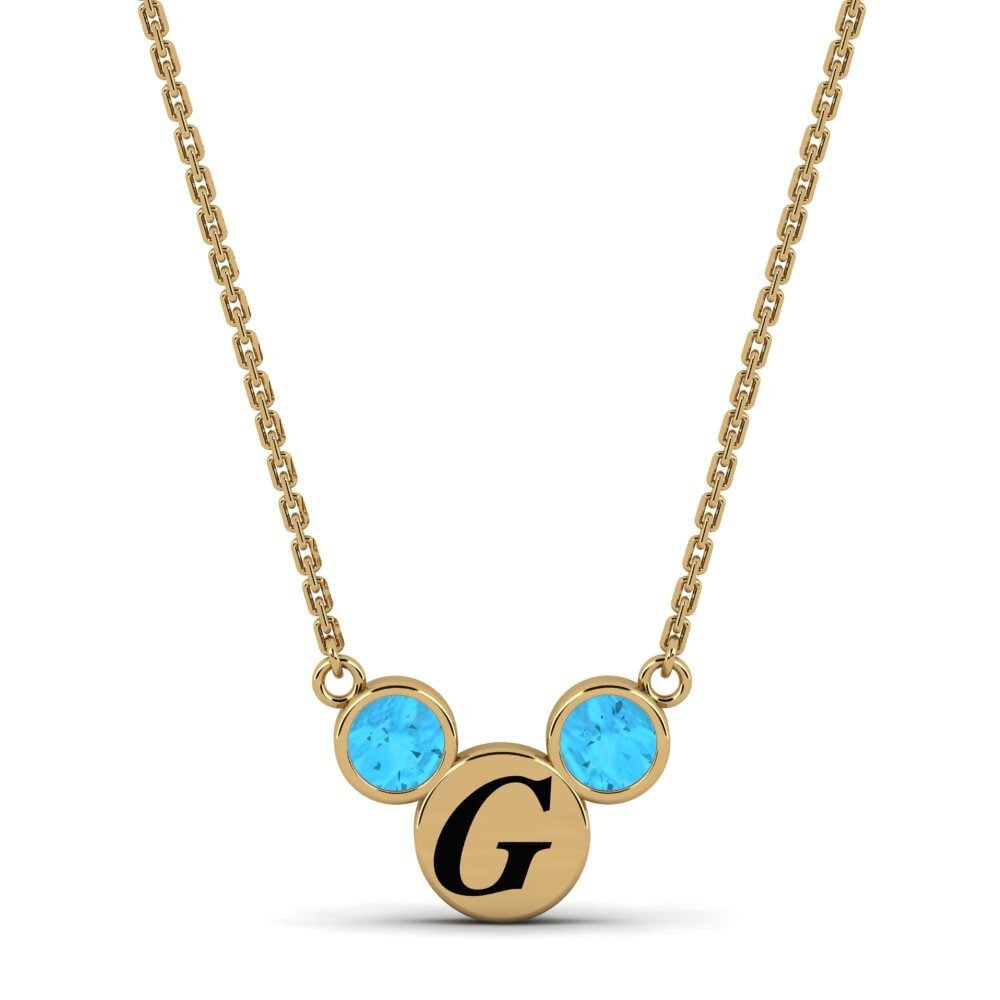 14k Oro Amarillo Topacio azul Collar de Mujer Chantay
